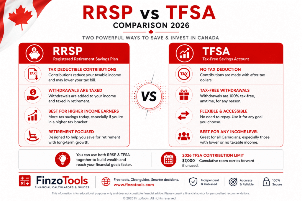RRSP vs TFSA — Which Is Better for Canadians in 2026? RRSP vs TFSA comparison for Canadian savers 2026 — FinzoTools